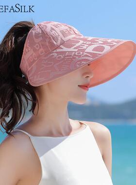 夏季空顶防晒帽韩版时尚百搭大檐户外骑车遮阳帽女太阳帽骑车不翻