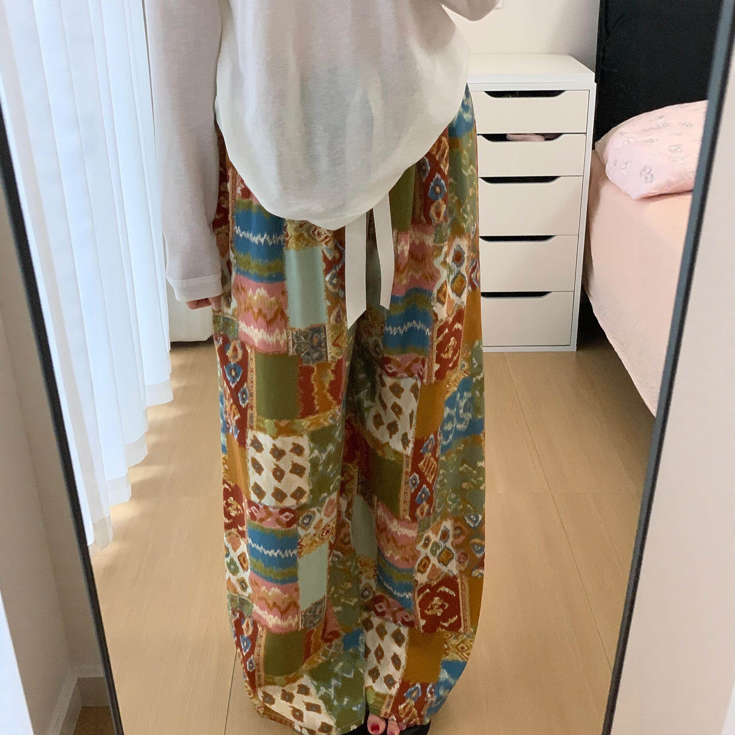 轻薄遛弯裤绵绸裤子睡裤女棉绸裤家居裤春夏薄款防蚊裤直筒休闲裤