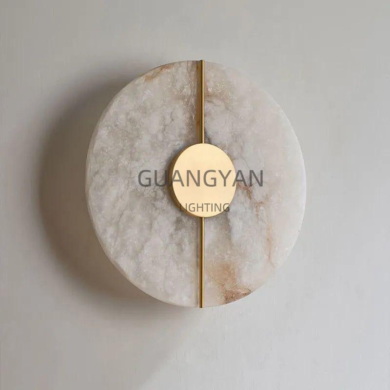 现代简约北欧天然云石灯客厅背景墙创意设计师款卧室床头全铜壁灯