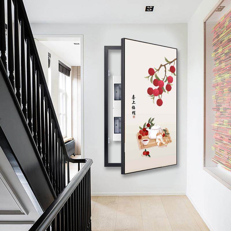 中式玄关入户FRF配电箱大寸表箱竖装饰新尺画款强弱电箱装饰画遮