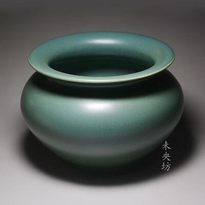 正品仿陶瓷线香炉手工单色釉渣斗笔洗绿佛具大香薰炉古居室茶道摆