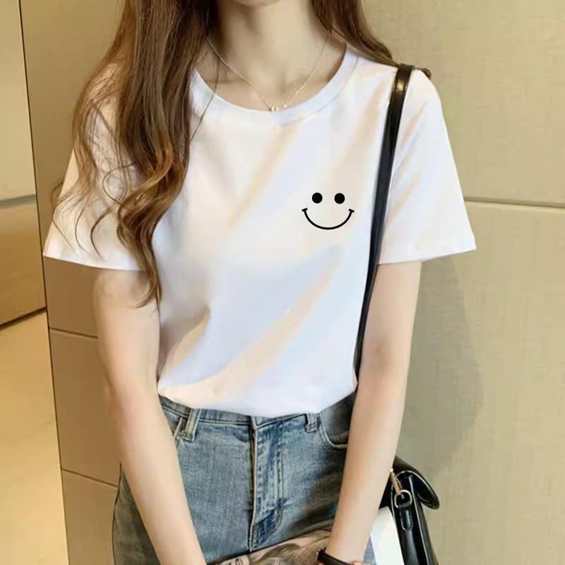欧洲站纯棉短袖T恤女2025新款夏季设计感显瘦正肩宽松白色上衣潮