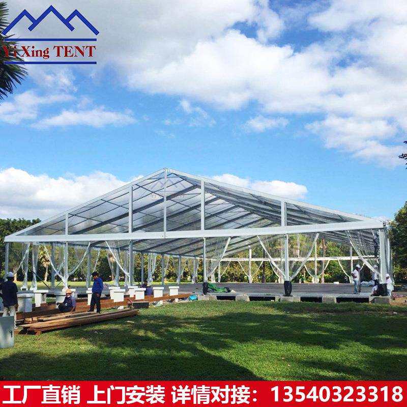 厂家供应人字顶透明篷房铝合金展览篷房婚礼庆典餐厅阳光房可出口