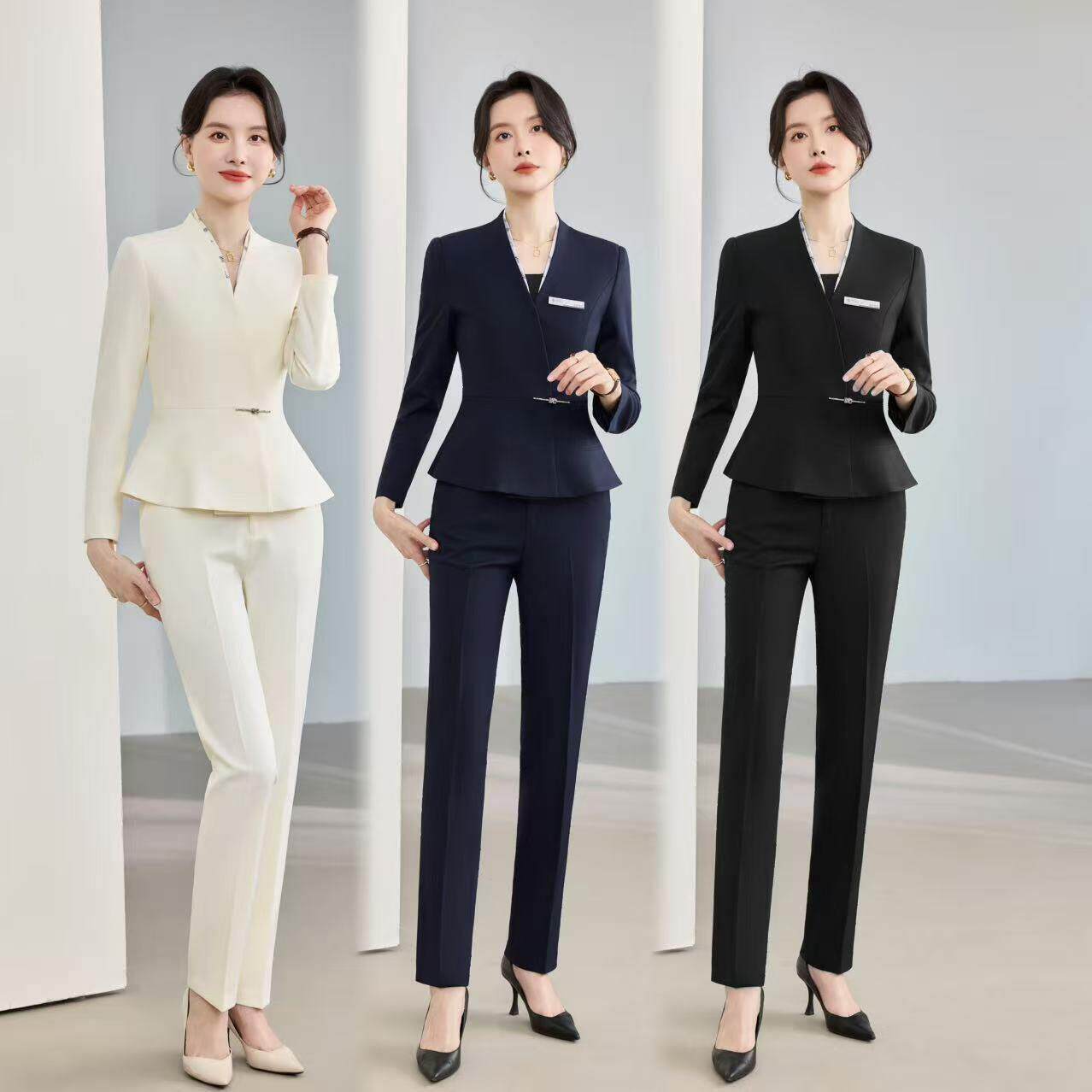 职业工作装西装套装女显瘦修身V领西服商务正装面试通勤工作制服