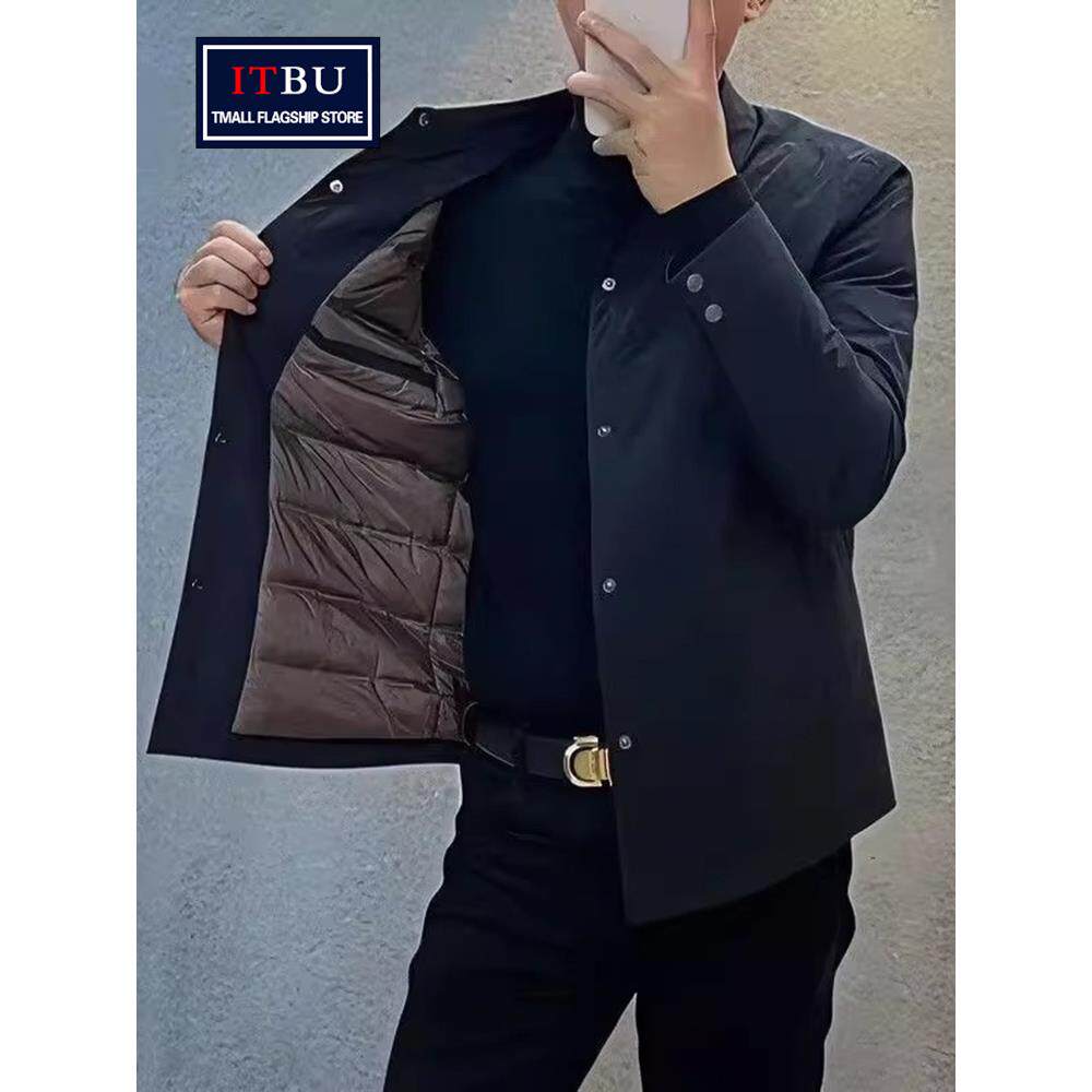 高端棉服外套男士春秋冬季2025新款轻薄保暖商务修身行政夹克男款