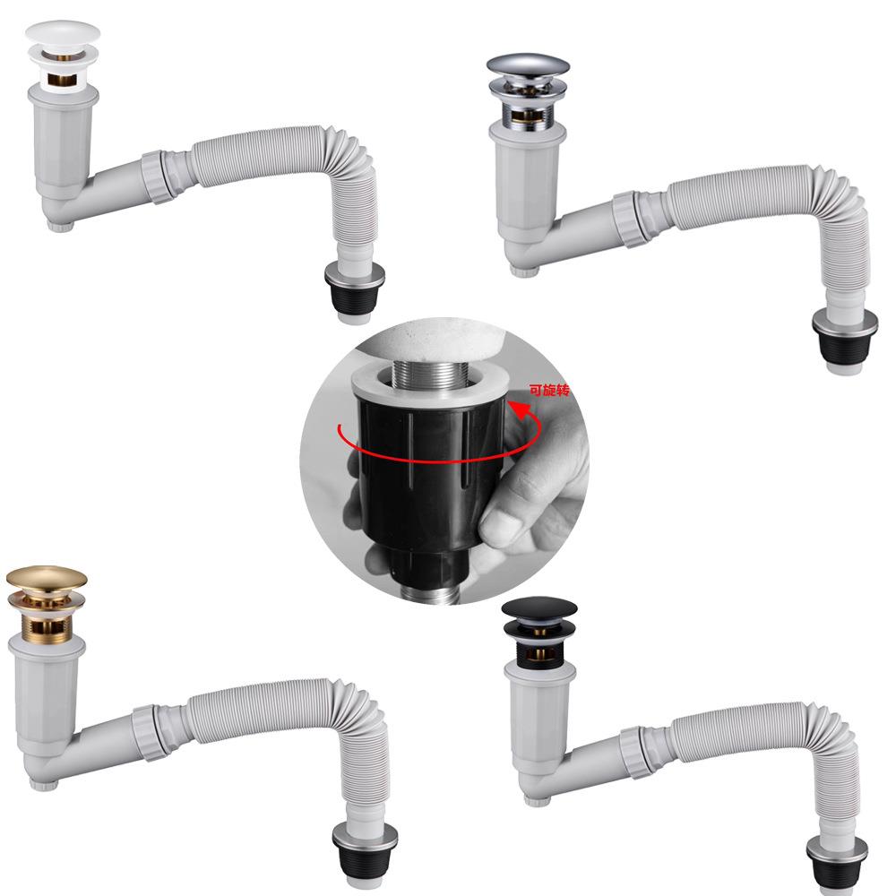 HIDEEP下水器提篮铜弹跳式带溢水口哑白色陶瓷盆和玻璃盆共用