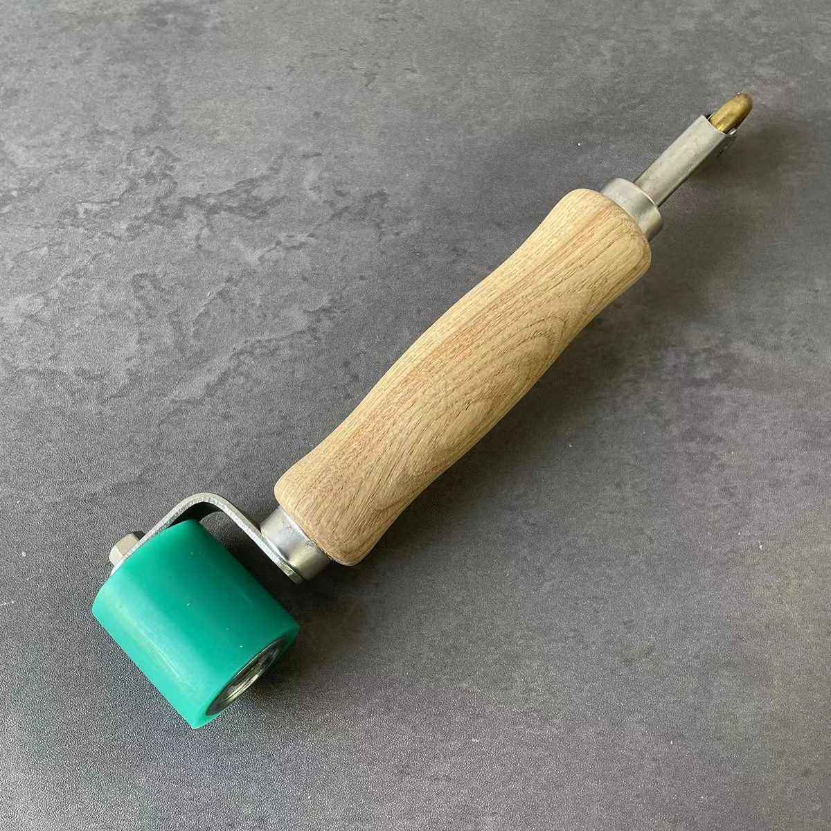 专业优质贴壁纸墙纸工具接缝压轮绿色防水双头榉木手柄
