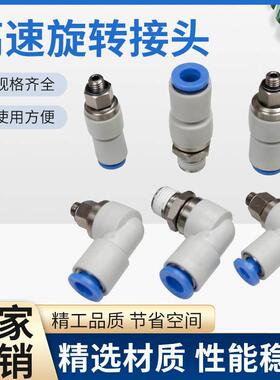 高速旋转360度气管接头气动万向旋转螺纹弯头KSL04-M5KSH06-01S