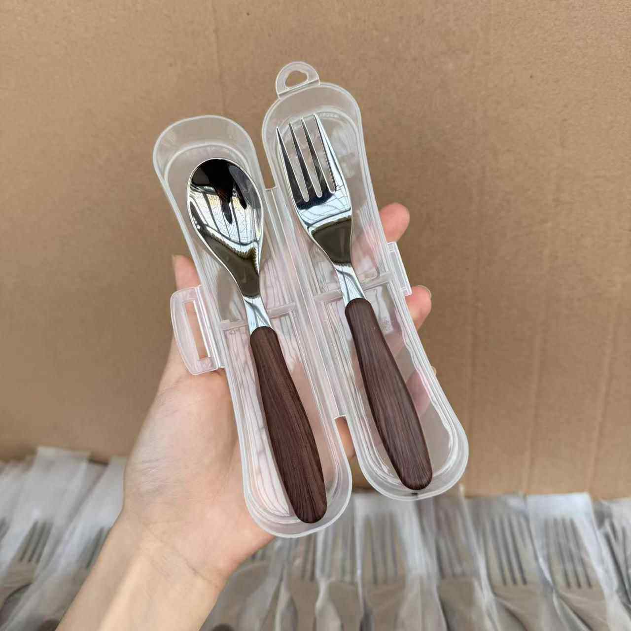 316不锈钢宝宝幼儿园餐具便携收纳盒套装两件套婴儿辅食喂养勺叉,餐饮具,叉/勺/筷套装,淘宝优惠券,粉丝福利购,淘宝优惠卷