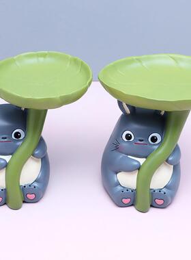 新款直销可爱龙猫树叶托盘收纳盒创意树脂摆件儿童节礼物送男孩女