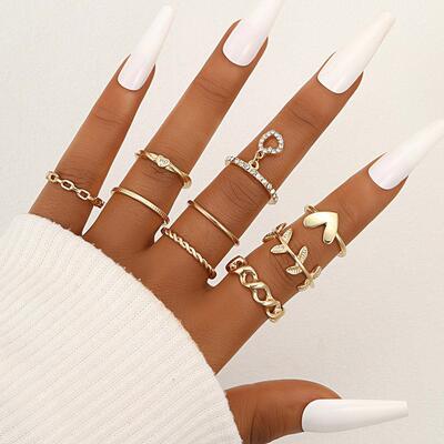 Leaf Ring Opening Multi Joint 9-piece Set Ring Set