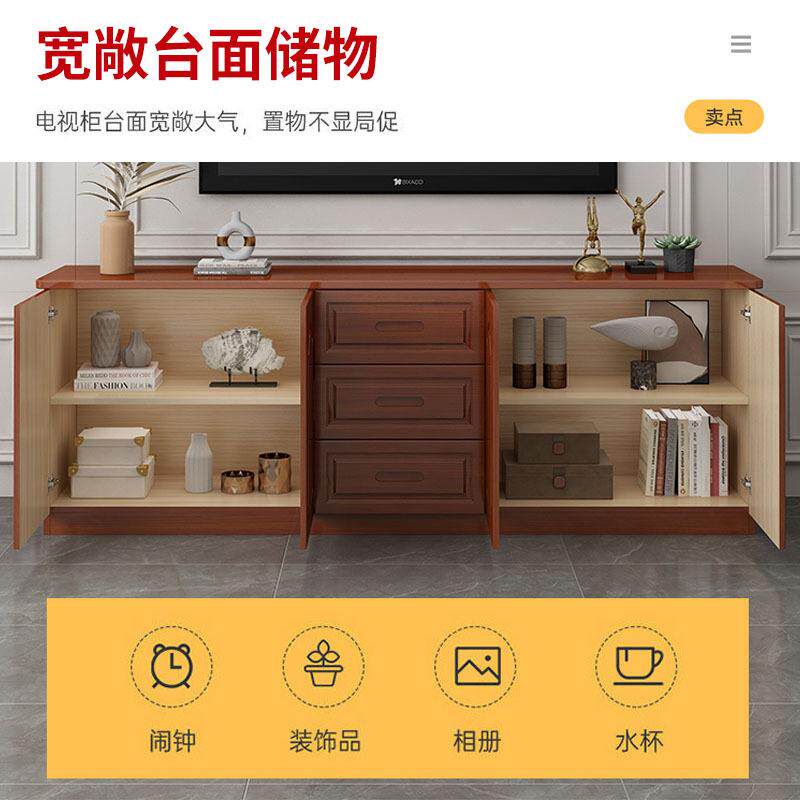 2026实木电视柜落地黑胡桃储物柜现代简约小户型组合卧室电视柜