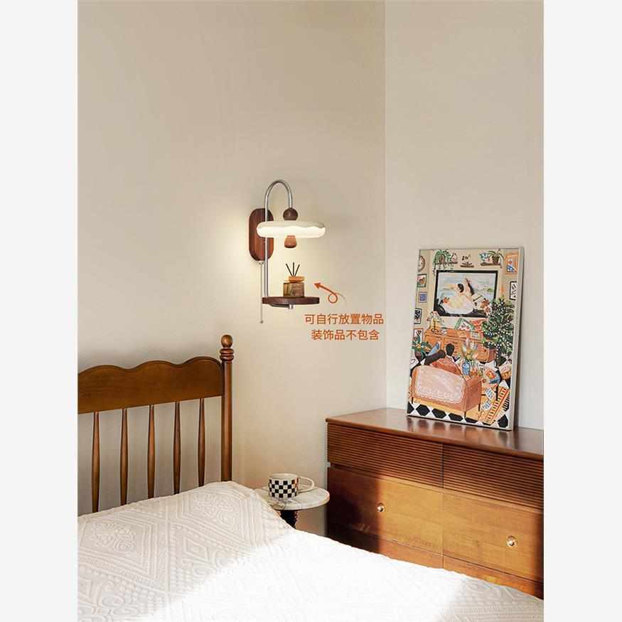 中古奶油卧室床头灯个性置物架玄关过道楼梯书房装饰带开关壁灯具