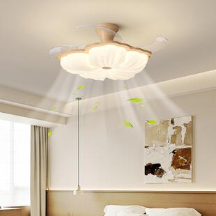 奶油中古风扇灯法式 厅网朵红花客餐厅儿童室吊 灯具复古风新中卧式