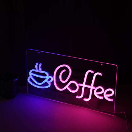 外贸跨境coffee咖啡灯牌咖啡馆吧台室外标志工厂led灯可调光氛围