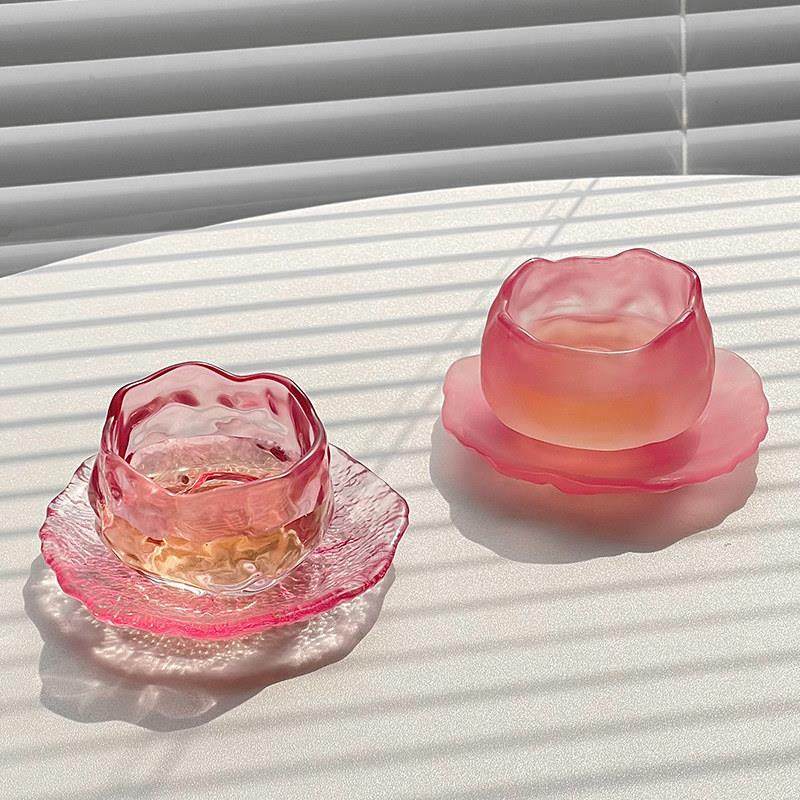 高颜值粉磨砂品茗杯透明玻璃小茶杯主人杯单杯个人专用功夫茶具盏,餐饮具,茶杯,淘宝优惠券,粉丝福利购,淘宝优惠卷