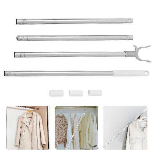 Stainless Steel Clothes Drying Pole 4 Sections 167cm Closet