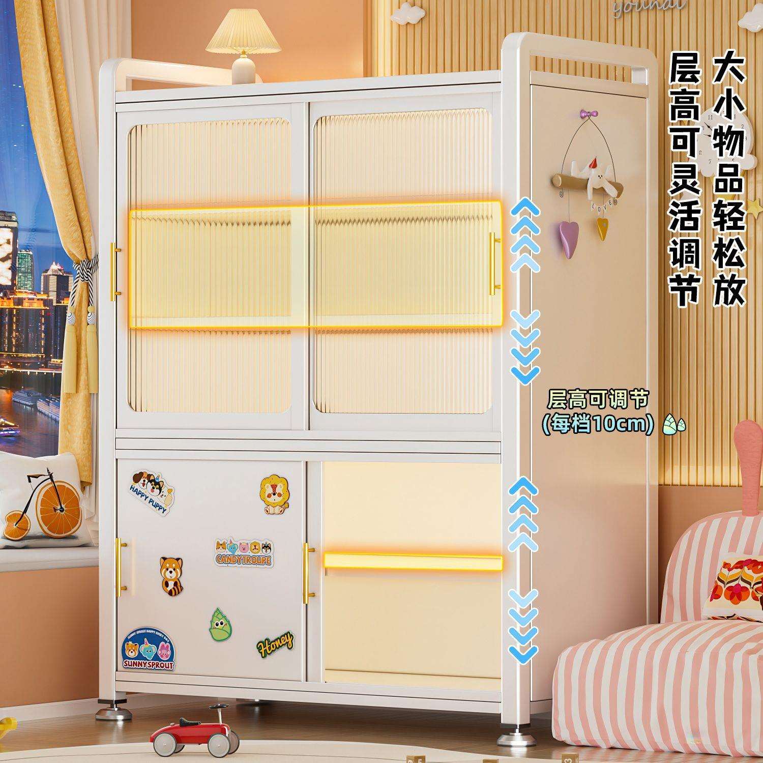 厨房置物架加厚多层收纳柜家用微波炉储物柜餐边厨房橱柜多功能柜