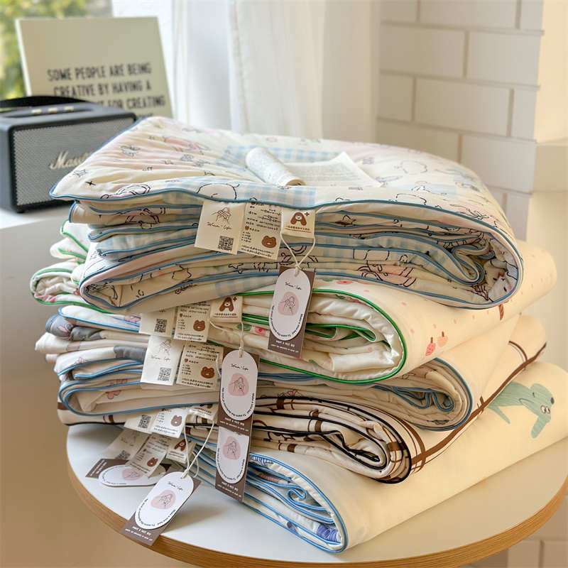 夏季针织大豆洗机卡通学生宿舍子被薄被被可夏糯软被子夏凉空调