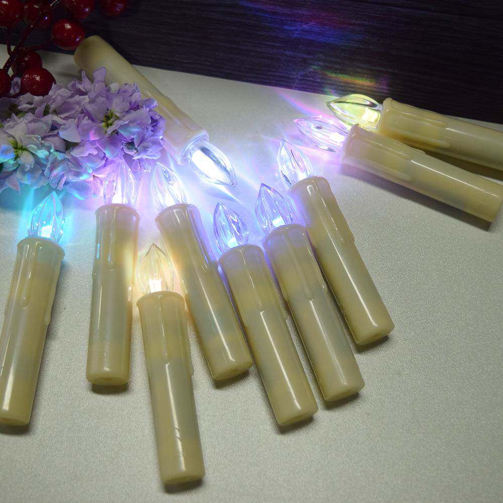 led蜡烛灯全彩水晶灯头圣诞树装饰仿真塑料遥控定时电子蜡烛跨境