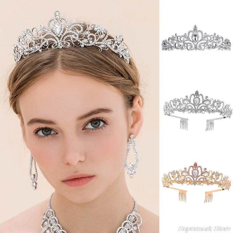 Crystal Crown Tiara with Comb Headband for Women Girls Weddi