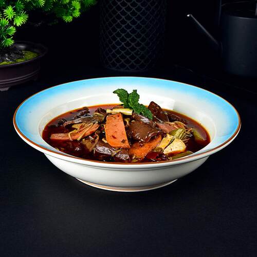 北欧风渐变圆形陶瓷深汤碗家用大汤盆饭店水煮酸菜鱼毛血旺超大盆