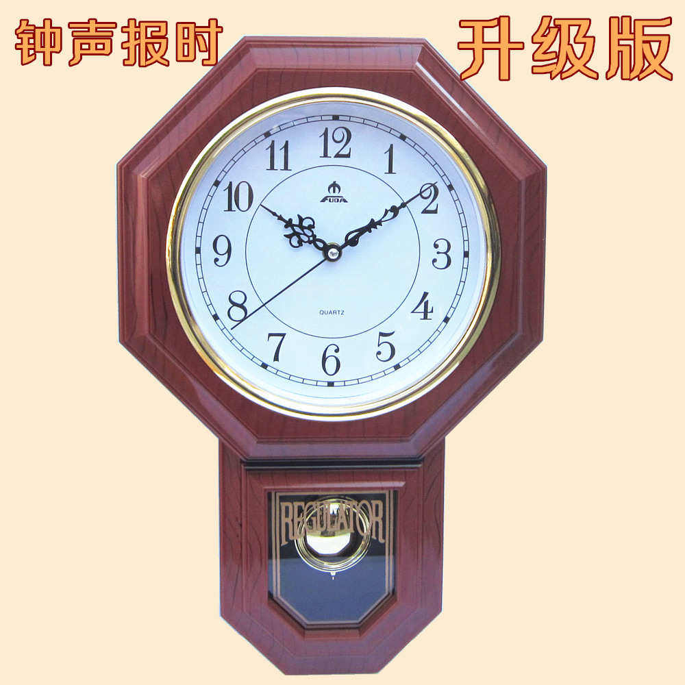 富达钟表仿古摇摆钟古典客厅墙钟音乐整点报时家用装饰电子八卦钟_虎窝淘