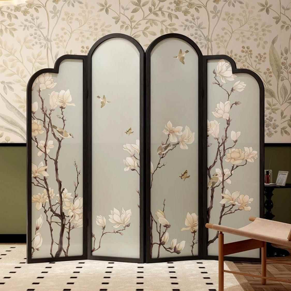 现代木屏风欧式cd636613入户术门玄关隔实断厅餐厅遮挡花卉艺简约