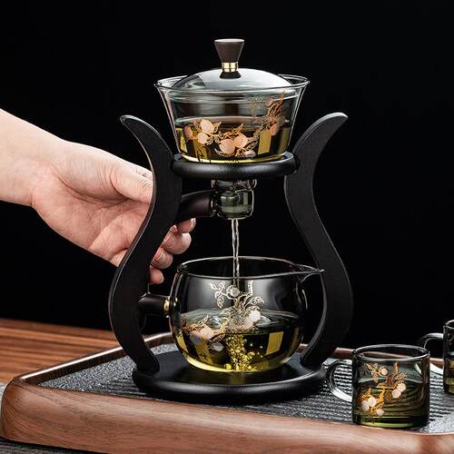 高硼硅玻璃九桃自动泡茶具套装家用高档懒人自动泡茶神器茶盘整套