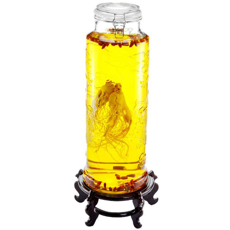 A6L泡酒玻璃瓶加厚酒罐带龙头密封葡萄人参家用酿酒坛5斤10酒
