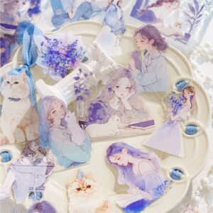 陌墨PET贴纸包 喵与少女系列手帐可爱欧式清新DIY装饰拼贴打底6款