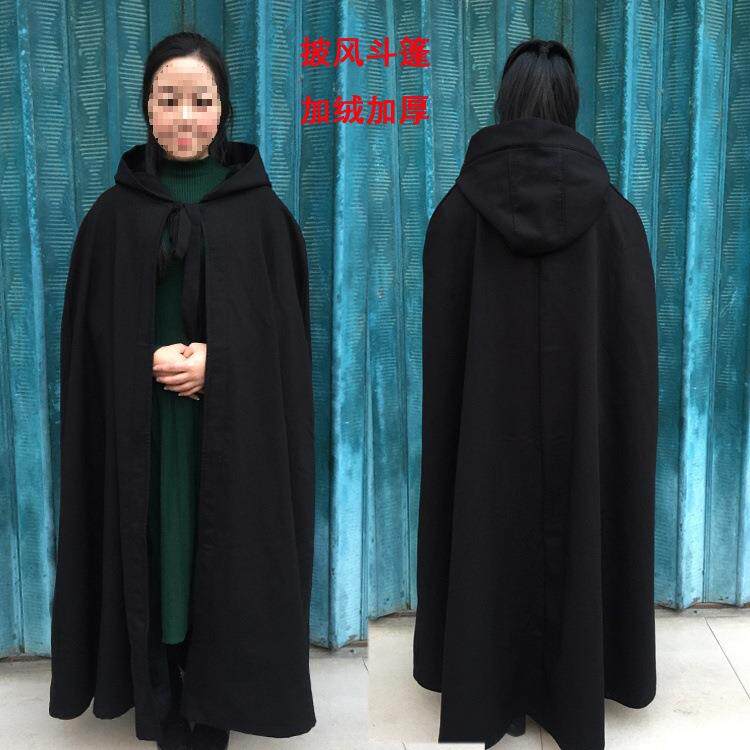 双层长袍长褂打坐披风斗篷罩袍披风道装冬季加绒棉麻男女披褂
