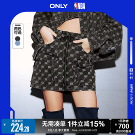 only夏季nba联名时尚潮流，短款牛仔半身裙女123137014