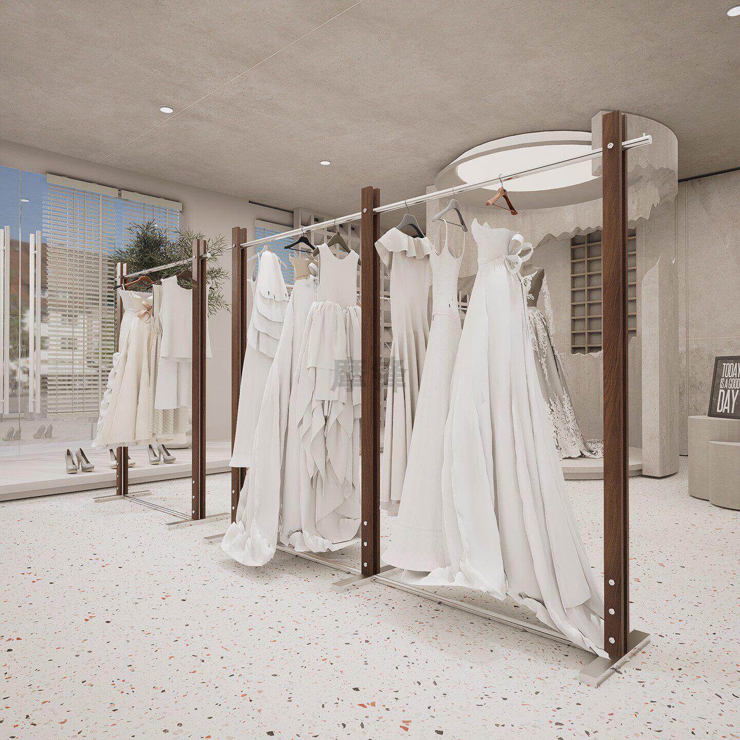 不锈钢婚纱架子秀禾服挂衣架落地样衣拍摄道具高端订制头纱展示架