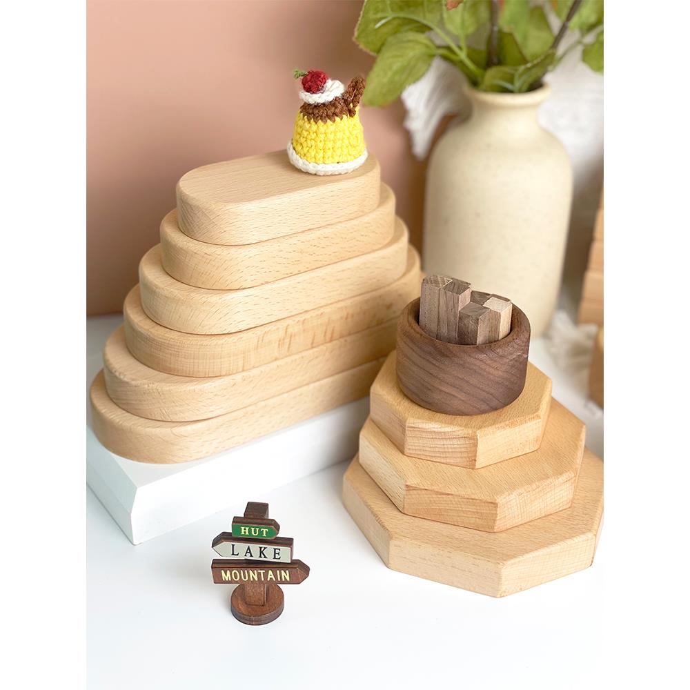 榉木DIY手工车载中控台装饰模型玩偶造景微缩模型实木底座展示台