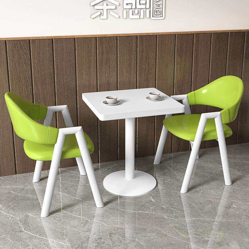 简约休闲接待洽谈桌椅组合奶茶店咖啡厅店会客餐桌阳台小方桌圆桌