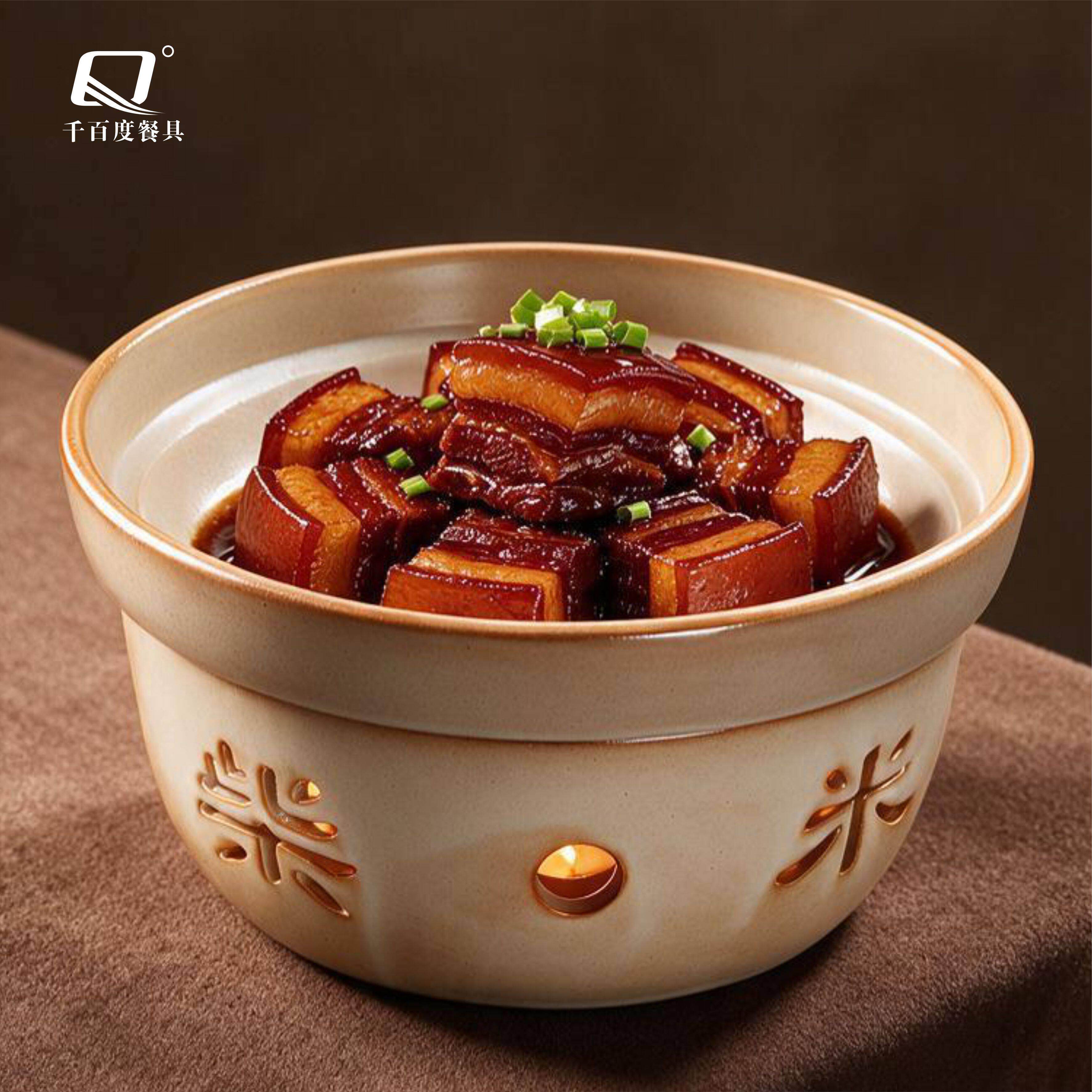 土菜馆红烧肉加热盘子山野风餐具农家乐特色炒菜饭店院子餐厅
