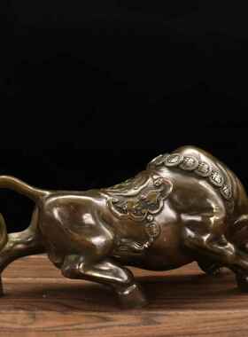 全铜牛福字复古件牛店铺办公桌客厅摆艺家居工装饰品开业送甄氏1