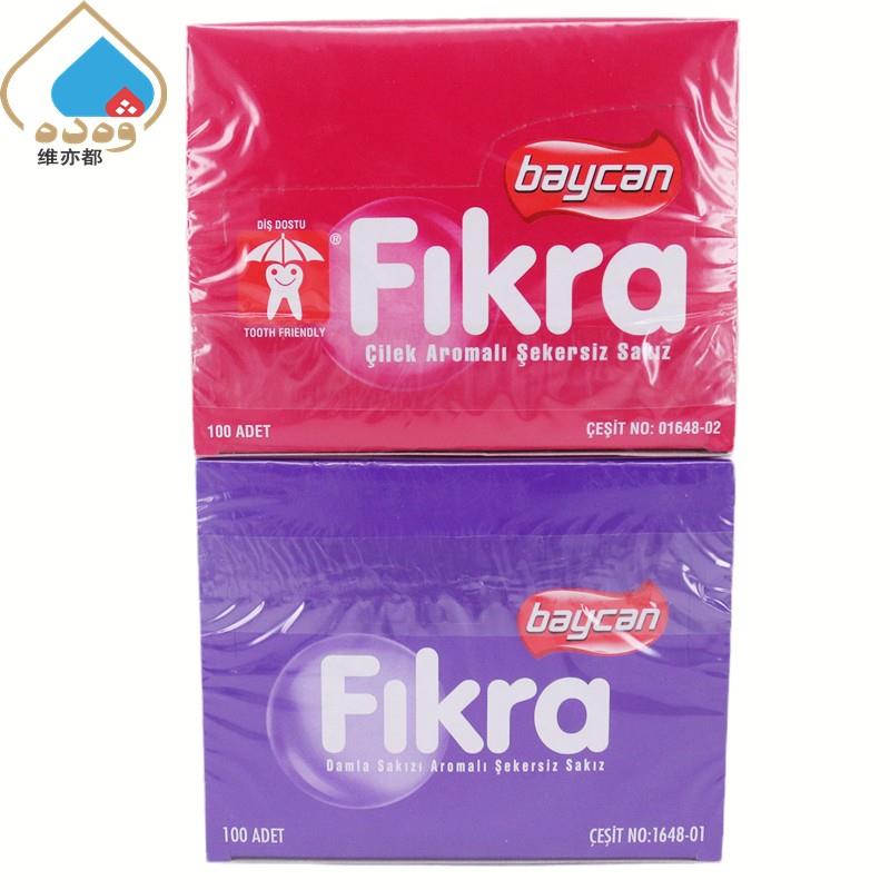 泡泡糖优客FIKRA草莓乳香味无糖口香糖140g进口菲克拉泡