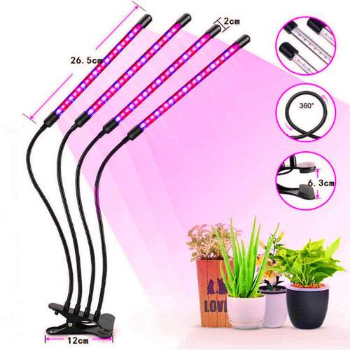 亚马逊热销40W LED植物灯可调鹅颈四头夹灯led夹子植物灯定时调光