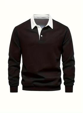 F 37830 Men's Polo Collar Long Sleeve Shirt 翻领长袖上衣