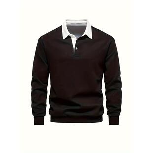 F 37830 Men's Polo Collar Long Sleeve Shirt 翻领长袖上衣