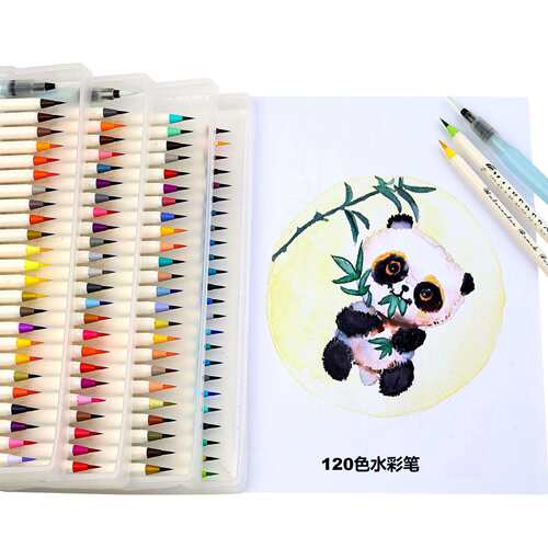 跨境120色水彩笔套装软头水性颜料彩色记号笔水彩画美术专用