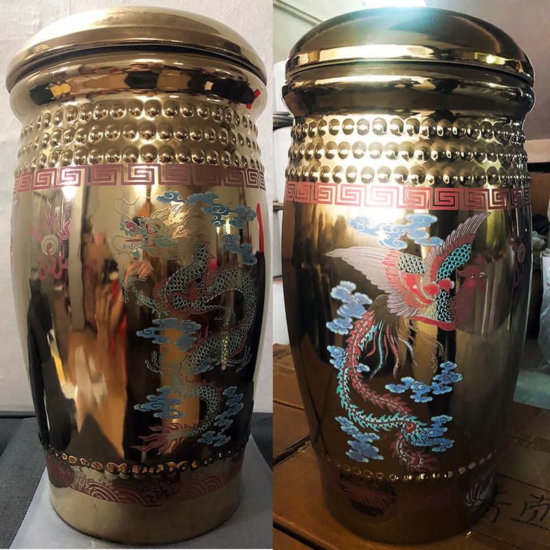 大号陶瓷骨灰罐双盖捡骨坛骨灰盒镀金龙凤捡骨金坛大棺材迁坟捡骨