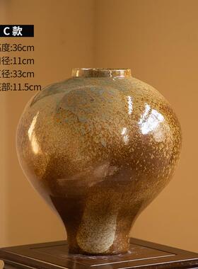 高档新中覆古粗陶件花瓶侘寂民风宿酒店插花陶瓷摆居家装式饰品老