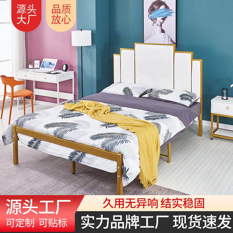 铁艺床双人软包床头加厚碳钢防锈床架公寓民宿家用卧室铁艺床架图片