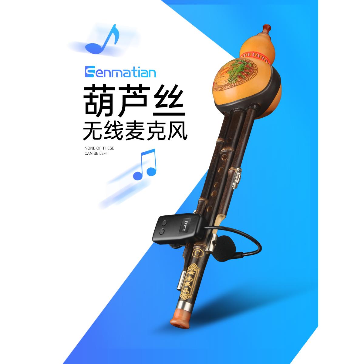 2.4G乐器无线麦克风专业葫芦丝拾音器一拖二舞台演出专用音响二胡