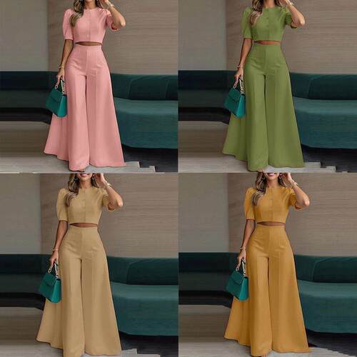 2-Piece Casual Chic Solid Color Set - Square Neck