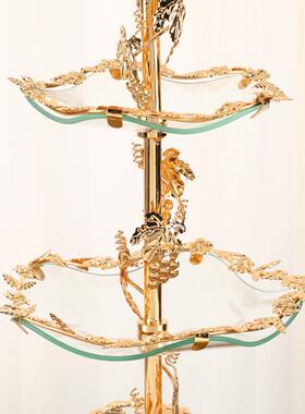 新款轻奢三层水果盘可拆卸手提晶盘果欧式酒店79419客厅三层水水