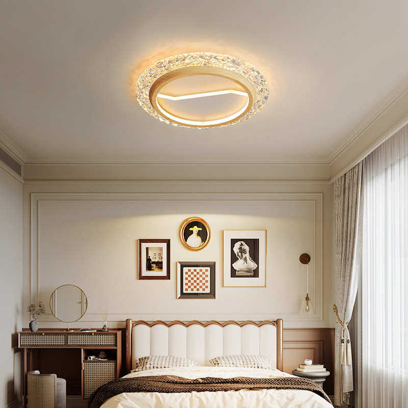 卧室灯轻奢创意浪漫法式中古风主卧灯房间灯具极简水晶护眼吸顶灯,家装灯饰光源,智能吸顶灯,淘宝优惠券,粉丝福利购,淘宝优惠卷